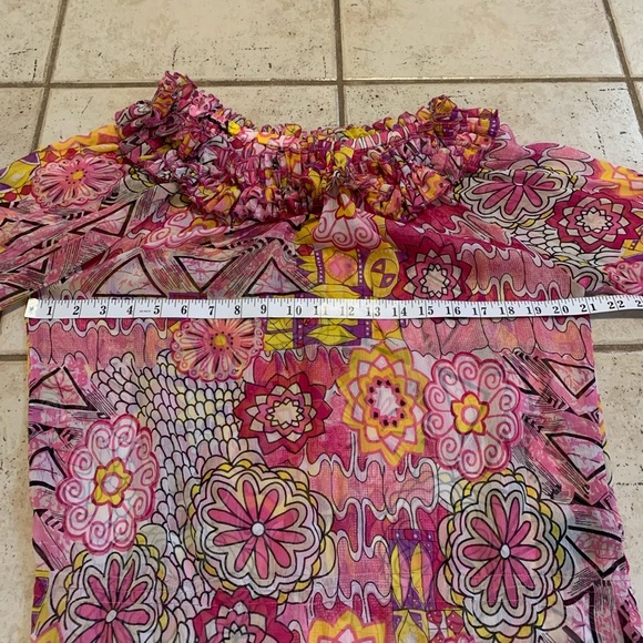 Folia Bohemian Floral Ruffled Off-the-Shoulder Blouse Size Small - Picture 3 of 6